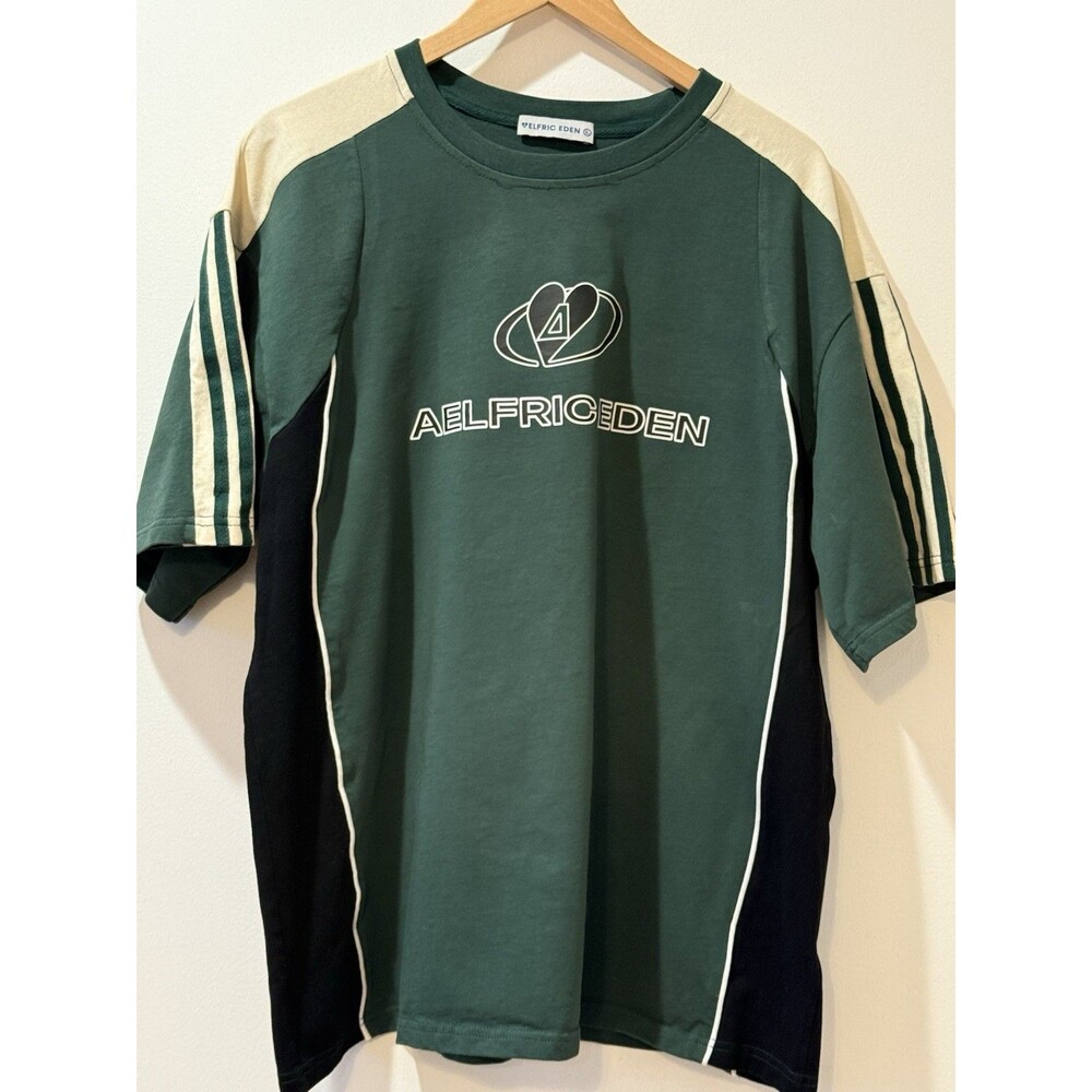 NWOT Aelfric Eden T-shirt Green Black  Cotton XL Streetwear Grunge Y2K Casual